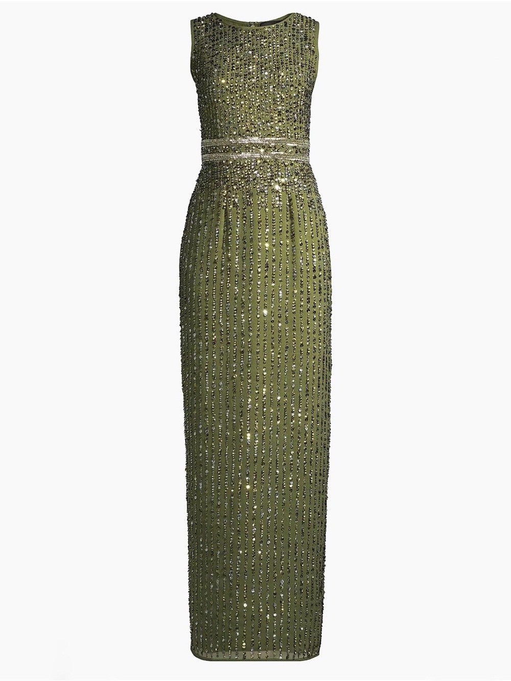 NWT Mac Duggal Sleeveless Olive Sequin Column Gown #93603 [4] Embellished